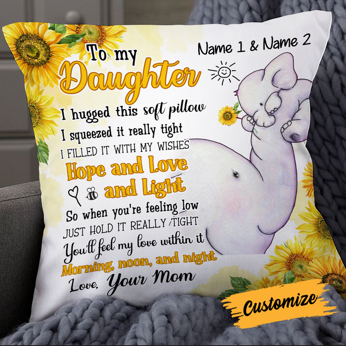 Personalized Elephant Daughter Granddaughter Pillow JR171 26O24 1