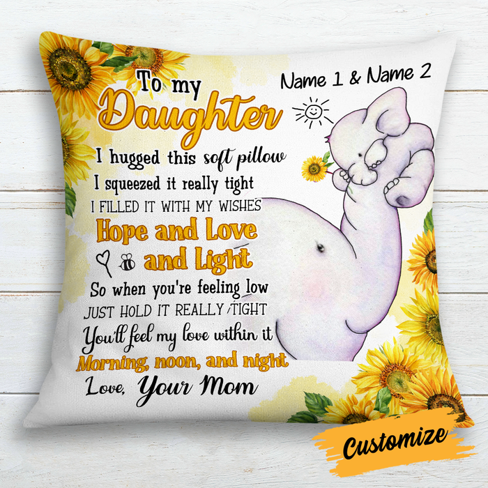 Personalized Elephant Daughter Granddaughter Pillow JR171 26O24 1