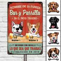 Personalized Outdoor Spanish Backyard Bar And Grill Dog Metal Sign JR1710 23O24 thumb 1