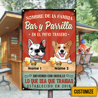Personalized Outdoor Spanish Backyard Bar And Grill Dog Metal Sign JR1710 23O24 thumb 1