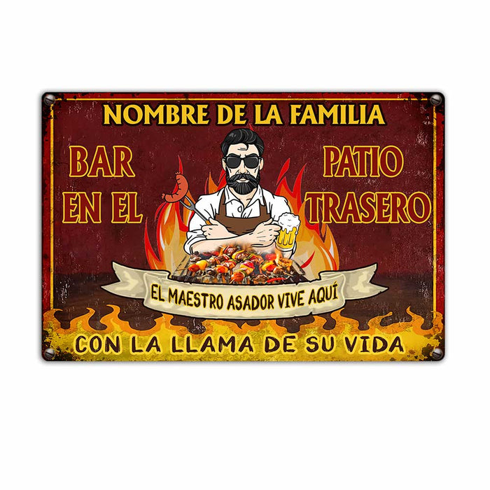 Personalized Family Outdoor Spanish Backyard Bar Metal Sign JR214 23O23 1