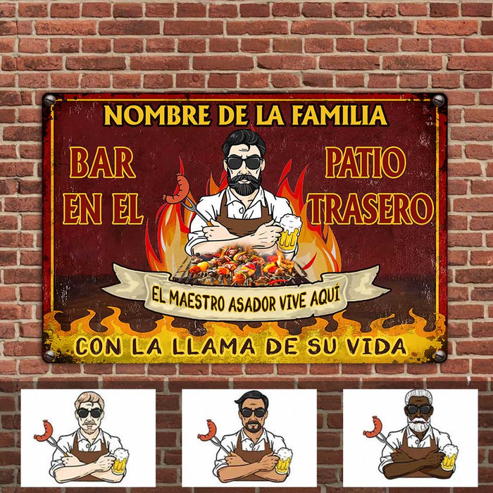 Personalized Family Outdoor Spanish Backyard Bar Metal Sign JR214 23O23 1