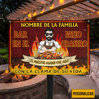 Personalized Family Outdoor Spanish Backyard Bar Metal Sign JR214 23O23 thumb 1