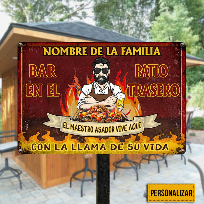 Personalized Family Outdoor Spanish Backyard Bar Metal Sign JR214 23O23 1