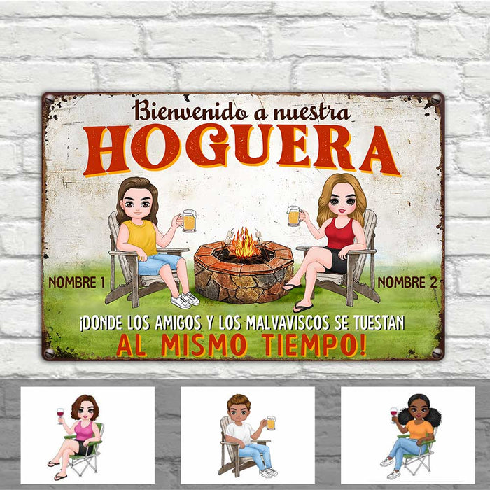 Personalized Spanish Outdoor Fire Pit Metal Sign JR194 23O23 1