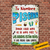 Personalized Outdoor Spanish Pool Metal Sign JR185 95O36 thumb 1