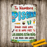 Personalized Outdoor Spanish Pool Metal Sign JR185 95O36 thumb 1