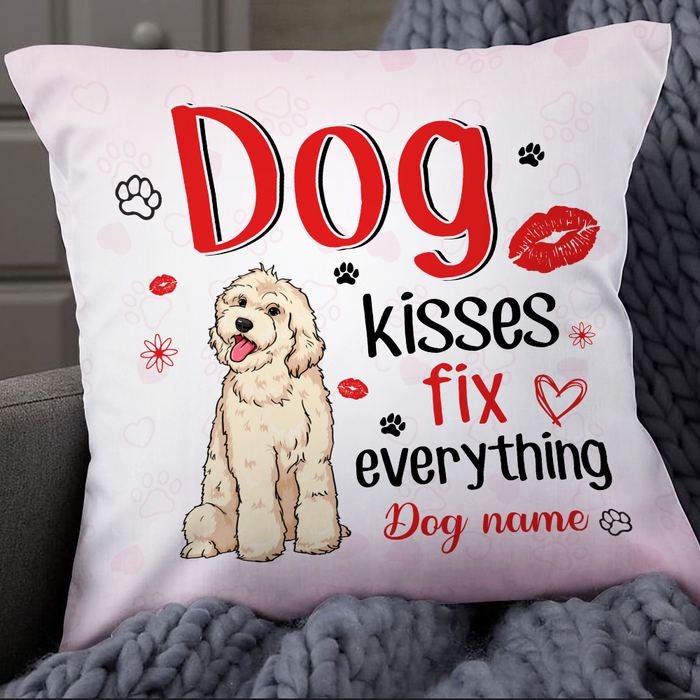 Personalized Dog Owner Kisses Fix Everything Pillow JR1811 95O24 1