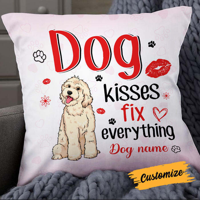 Personalized Dog Owner Kisses Fix Everything Pillow JR1811 95O24 1