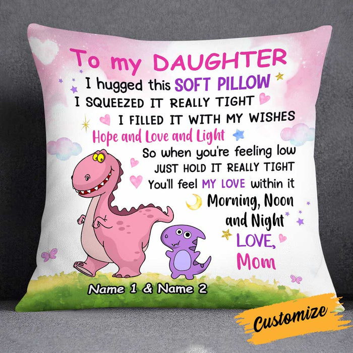 Personalized Dinosaur Mom To Daughter Hug This Pillow JR181 95O34 1