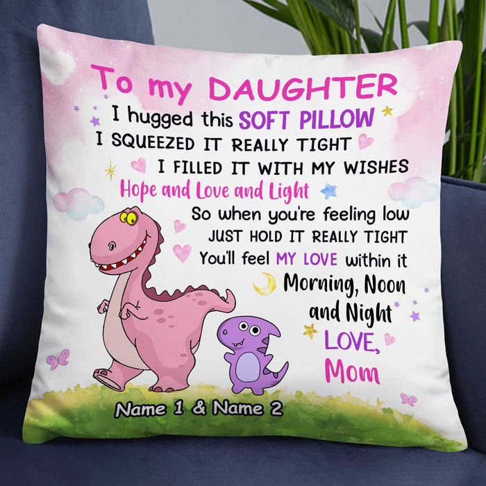 Personalized Dinosaur Mom To Daughter Hug This Pillow JR181 95O34