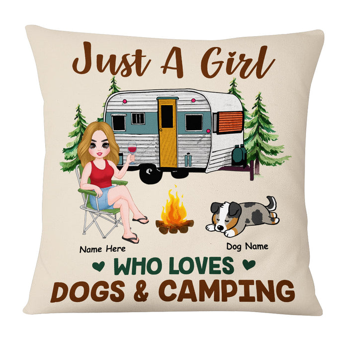 Personalized Just A Girl Who Love Camping Dog Mom Pillow JR194 85O53 1