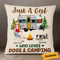 Personalized Just A Girl Who Love Camping Dog Mom Pillow JR194 85O53 thumb 1