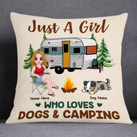 Personalized Just A Girl Who Love Camping Dog Mom Pillow JR194 85O53 thumb 1