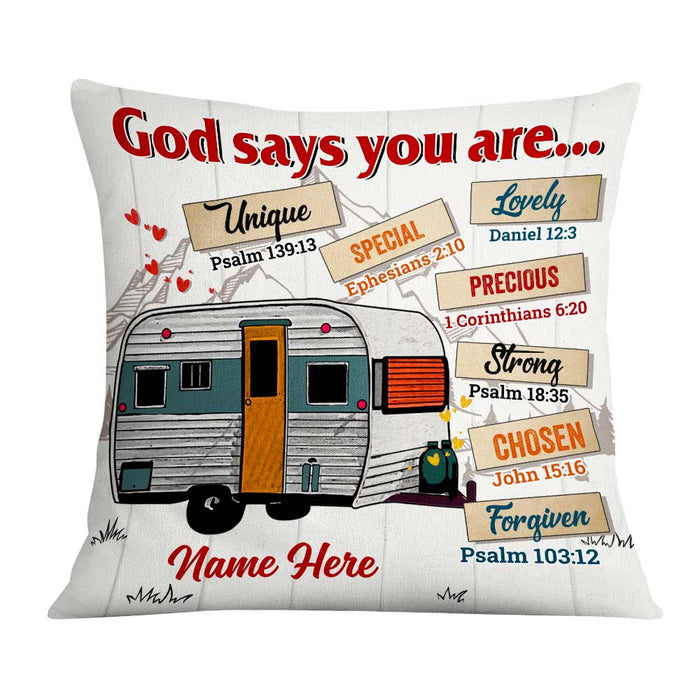 Personalized Love Camping God Says Pillow JR199 95O57 1