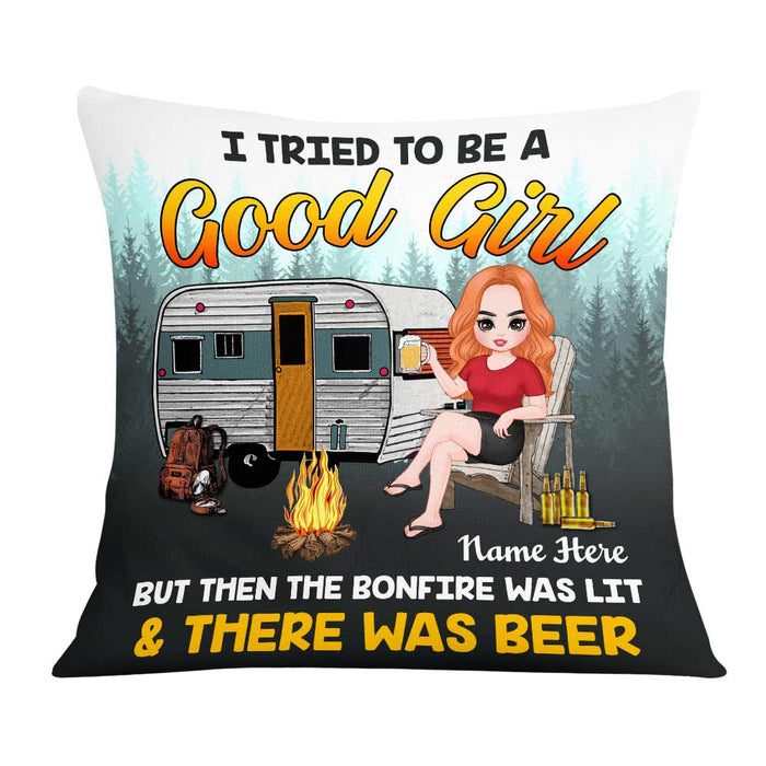 Personalized Love Camping Girl Pillow JR256 23O57 1