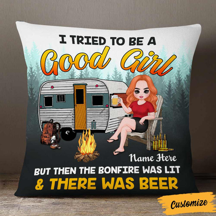 Personalized Love Camping Girl Pillow JR256 23O57 1