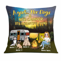 Personalized Love Camping Girl And Dog Pillow JR207 23O23 thumb 1
