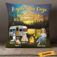 Personalized Love Camping Girl And Dog Pillow JR207 23O23 thumb 1