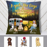 Personalized Love Camping Girl And Dog Pillow JR207 23O23 thumb 1