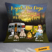Personalized Love Camping Girl And Dog Pillow JR207 23O23 thumb 1