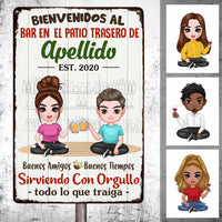 Personalized Backyard Bar Proudly Family Spanish Metal Sign JR201 30O47 thumb 1