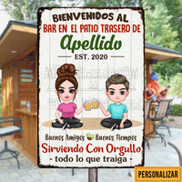 Personalized Backyard Bar Proudly Family Spanish Metal Sign JR201 30O47 thumb 1