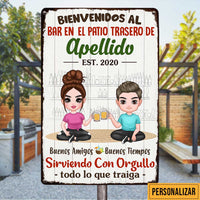 Personalized Backyard Bar Proudly Family Spanish Metal Sign JR201 30O47 thumb 1