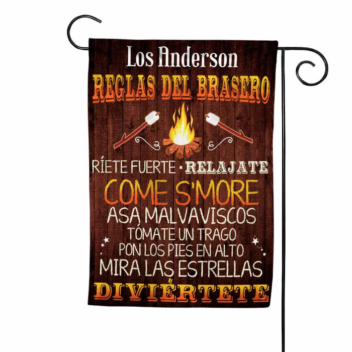 Personalized Fire Pit Rules Spanish Flag JR204 26O58 1