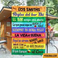 Personalized Backyard Tiki Bar Rules Gardening Spanish Flag JR206 26O47 thumb 1