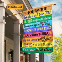 Personalized Backyard Tiki Bar Rules Gardening Spanish Flag JR206 26O47 thumb 1