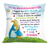 Personalized Bunny Easter Granddaughter Hug This Pillow JR252 24O24 thumb 1