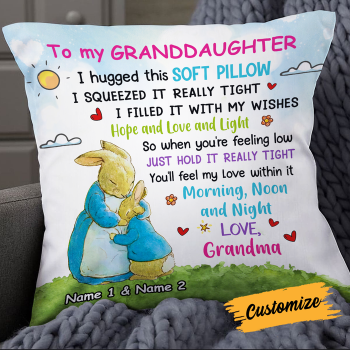 Personalized Bunny Easter Granddaughter Hug This Pillow JR252 24O24 1