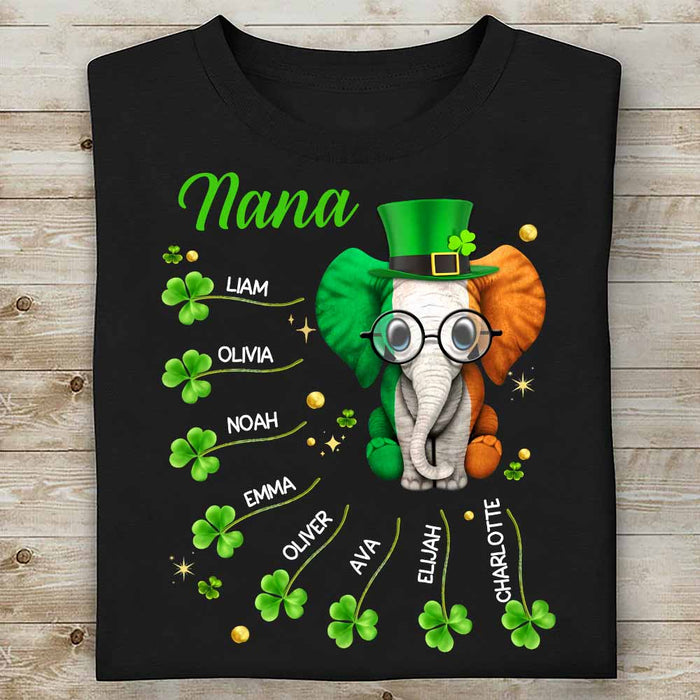 Personalized Mom Grandma Patrick's Day Elephant T Shirt JR212 85O58 1