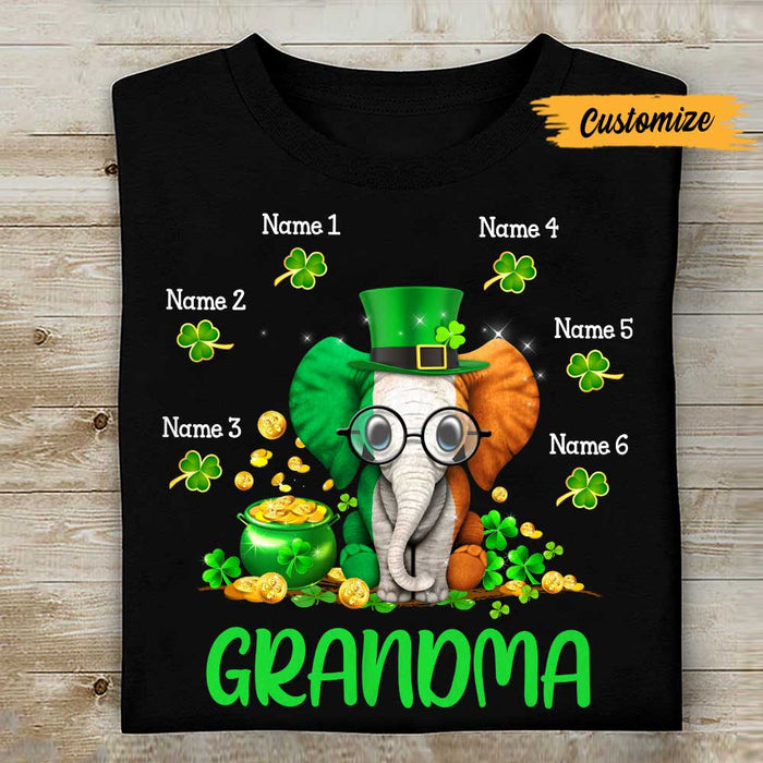 Personalized Mom Grandma Patrick's Day Elephant T Shirt JR214 85O47 1