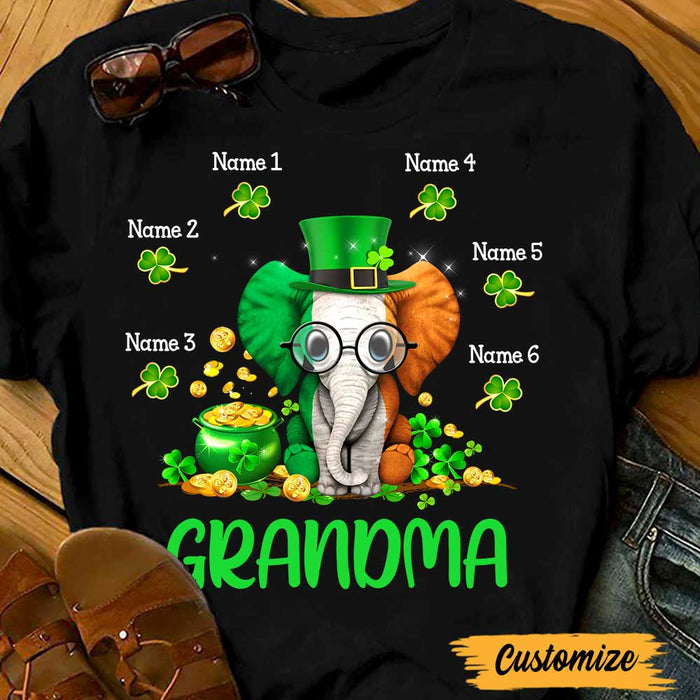 Personalized Mom Grandma Patrick's Day Elephant T Shirt JR214 85O47 1
