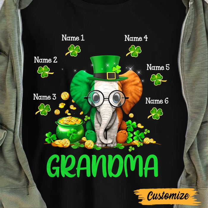 Personalized Mom Grandma Patrick's Day Elephant T Shirt JR214 85O47 1