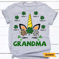 Personalized Mom Grandma Patrick's Day Unicorn T Shirt JR212 30O47 thumb 1