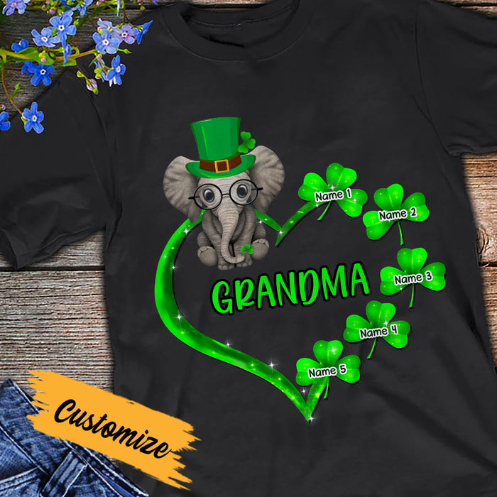 Personalized Mom Grandma Patrick's Day Elephant T Shirt JR211 23O36 1