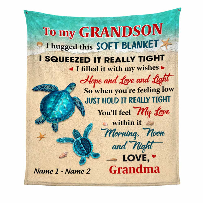 Personalized Turtle Grandson Hug This Blanket DB244 95O47 1