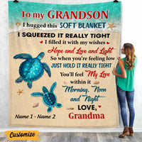 Personalized Turtle Grandson Hug This Blanket DB244 95O47 thumb 1