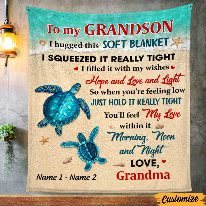 Personalized Turtle Grandson Hug This Blanket DB244 95O47 1