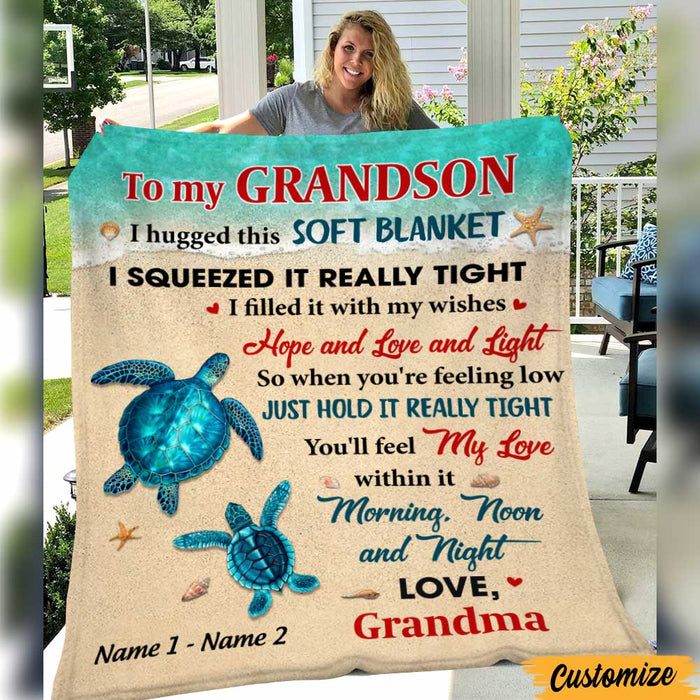 Personalized Turtle Grandson Hug This Blanket DB244 95O47 1