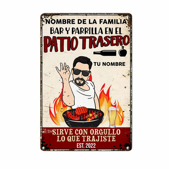 Personalized Outdoor Dad Backyard Bar Spanish Patio Metal Sign JR242 95O58 1