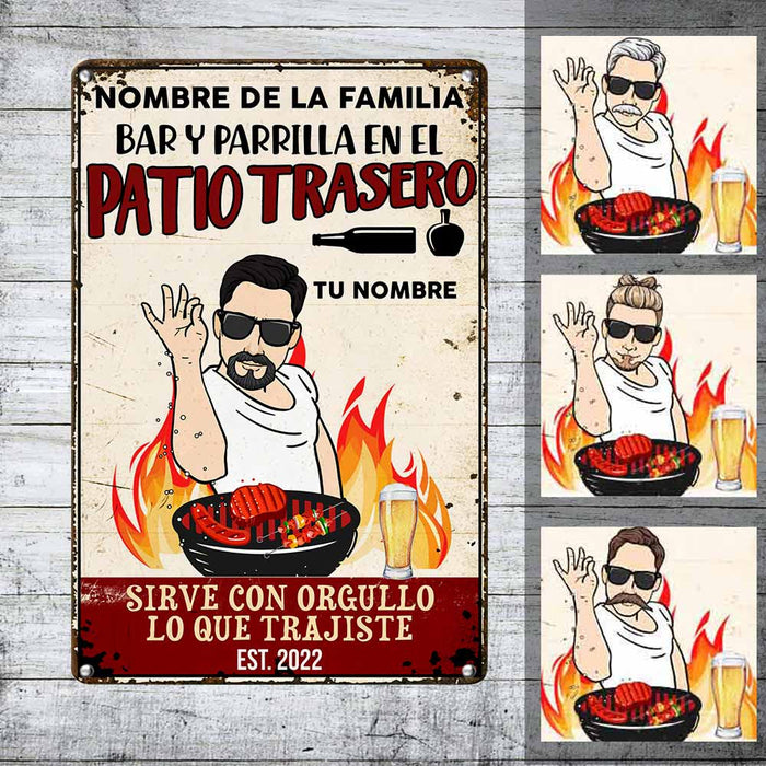 Personalized Outdoor Dad Backyard Bar Spanish Patio Metal Sign JR242 95O58 1