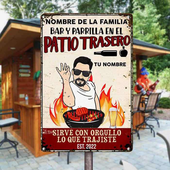 Personalized Outdoor Dad Backyard Bar Spanish Patio Metal Sign JR242 95O58 1