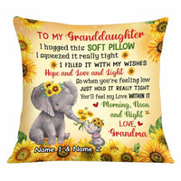 Personalized Elephant Sunflower Granddaughter Hug This Pillow JR241 24O34 thumb 1