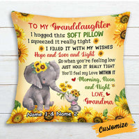 Personalized Elephant Sunflower Granddaughter Hug This Pillow JR241 24O34 thumb 1