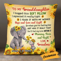 Personalized Elephant Sunflower Granddaughter Hug This Pillow JR241 24O34 thumb 1