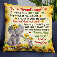 Personalized Elephant Sunflower Granddaughter Hug This Pillow JR241 24O34 thumb 1